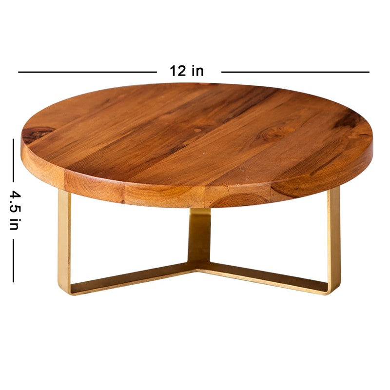 Delicia Teak Wood Cake Stand With Knife and Server (Brown,white) - Three Piece Set media 6
