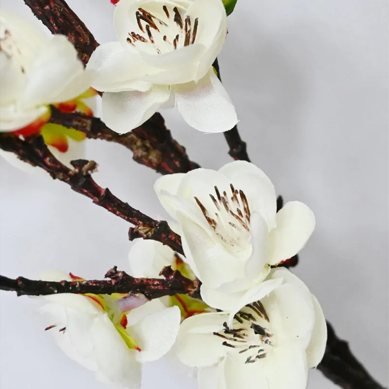 Artificial Plum Blossom Flower Stick - White - 4