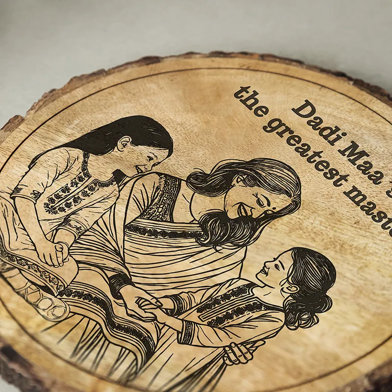 Dadi Maa: Greatest Masterpiece Wood Showpiece - Round media 4