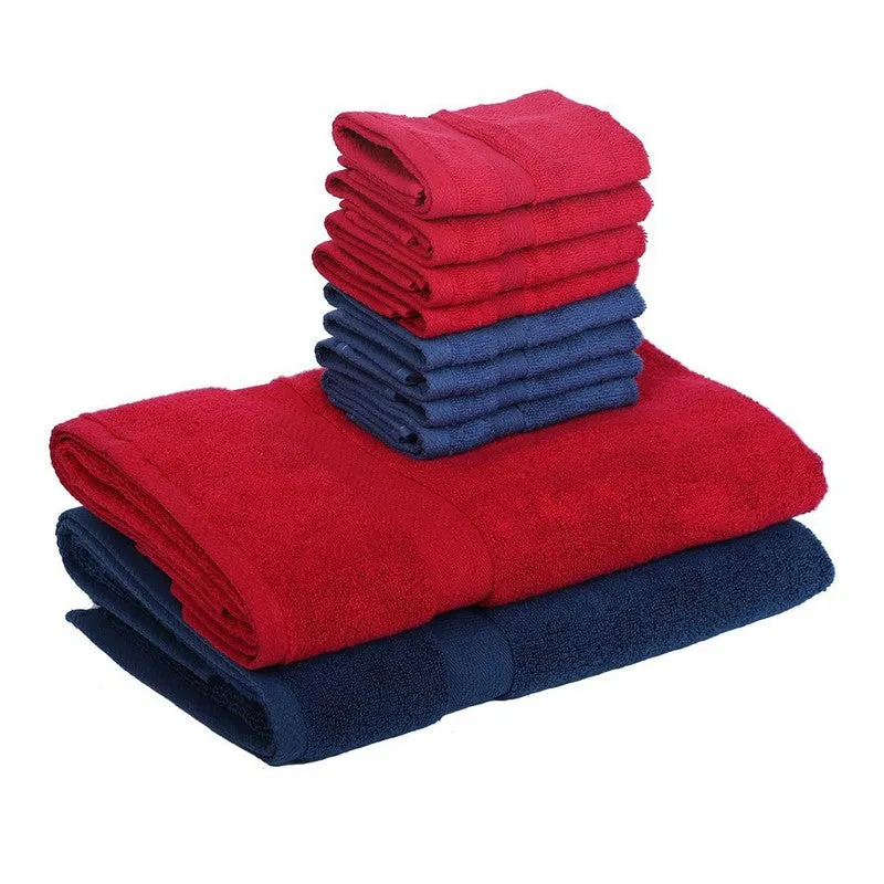 Elysian Solids Towel Set (Red, Blue) - Ten Piece Set media 3