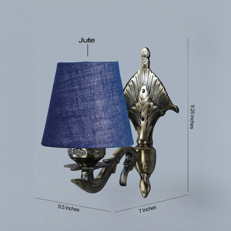 Magda Masique Conical Fabric & Metal Wall Lamp - Blue media 4