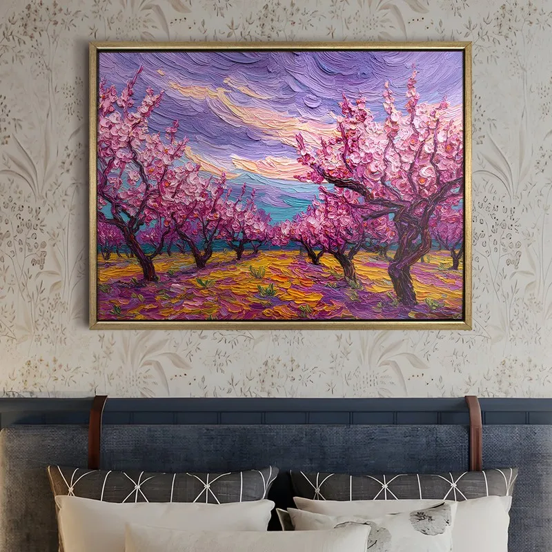 Blush Meadow Canvas Wall Painting With Frame media 5