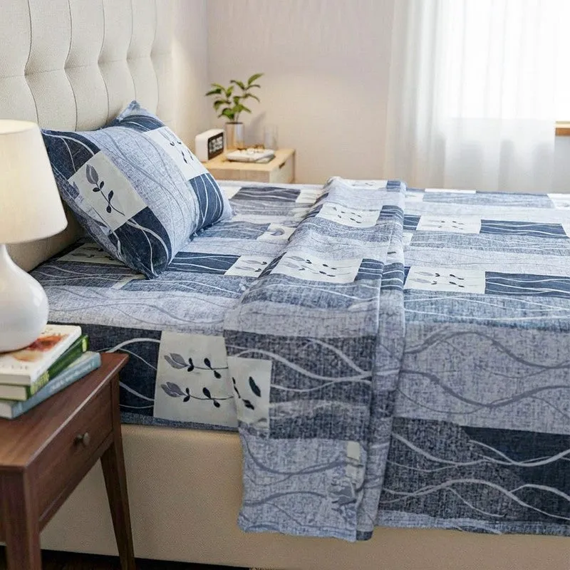 Shirava Wavy Cotton Bedsheet (Grey) - 144 TC media 3