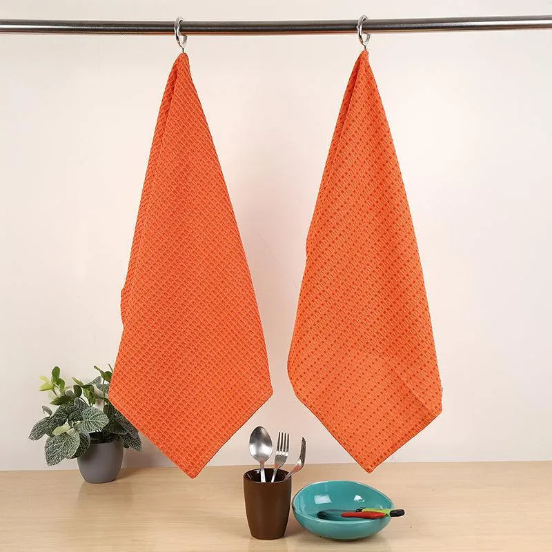 Sunbeam Cotton Kitchen Towel (Orange) - Set Of Two media 1