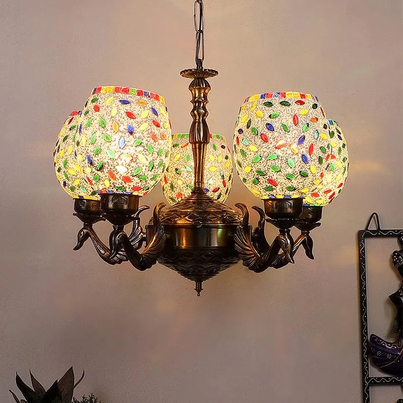 Nira Mayoora Mosaic Golden Antique Ceiling Lamp media 1