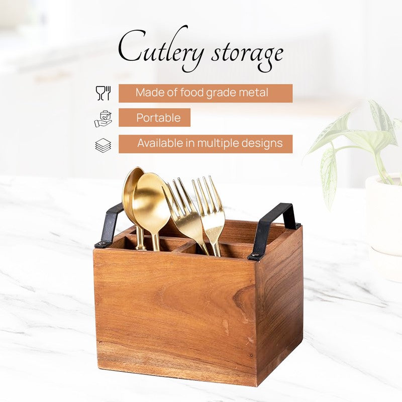 Iroko Cutlery Holder - Black & Brown media 4