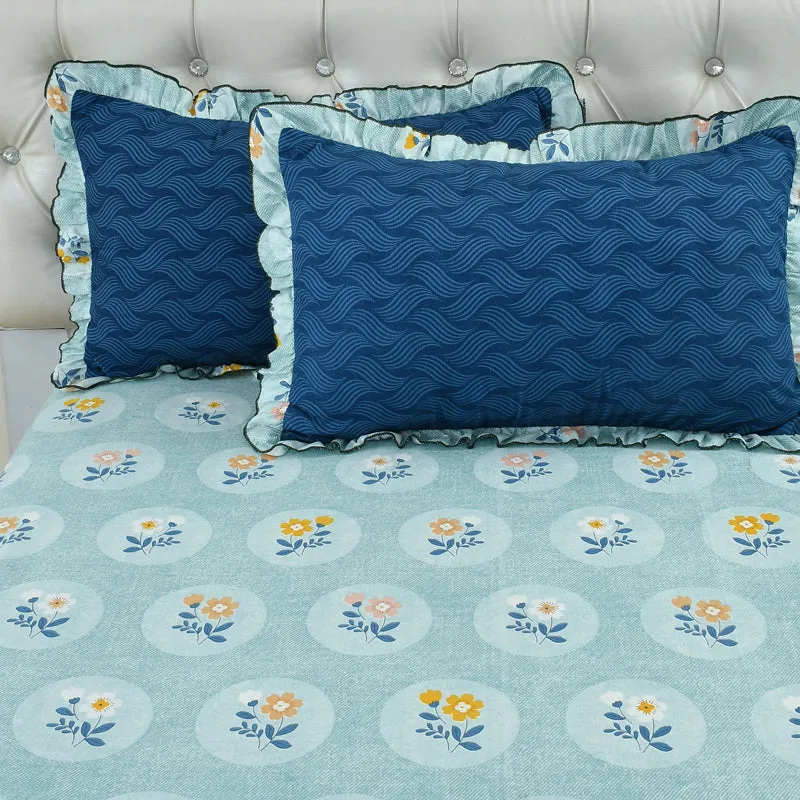 Blueberry Dusk Frill Micro Fiber Bedsheet - 150 GSM media 5