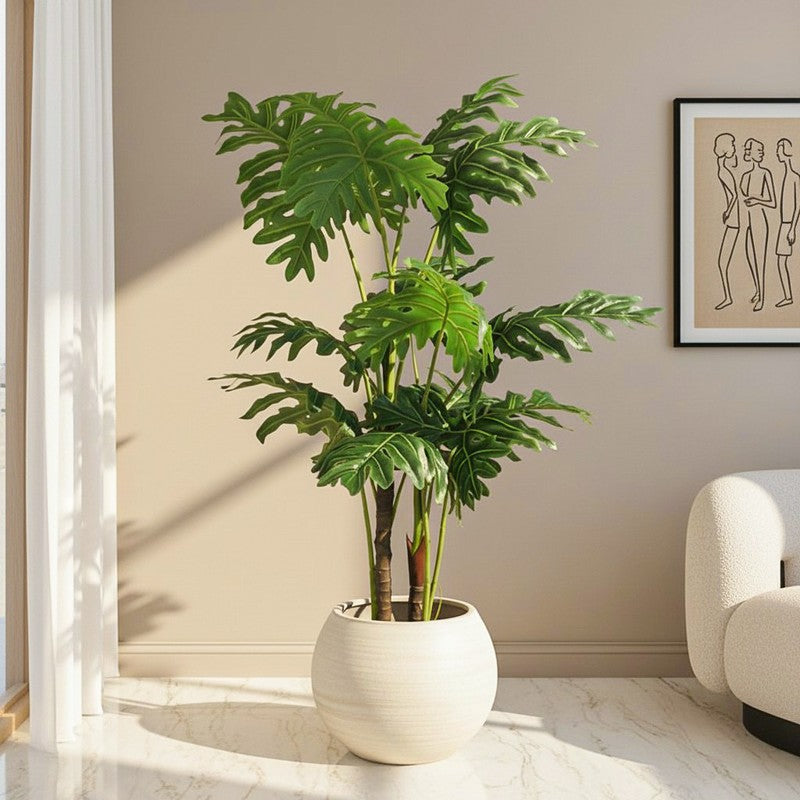 Botan Artificial Chestnut Plant With Black Plastic Pot - 4 Feet