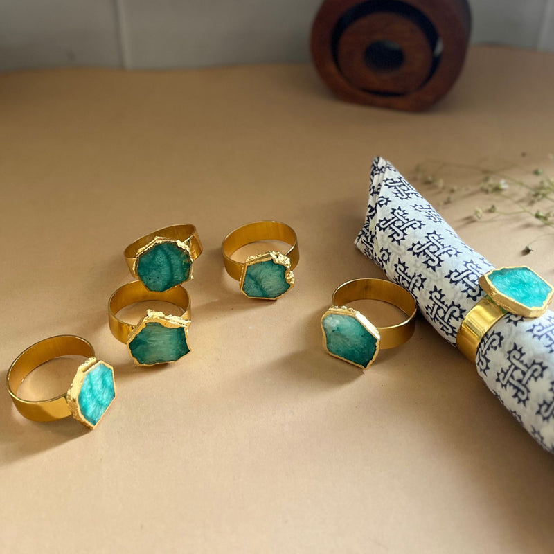 Suzzaine Handcrafted Agate Napkin Rings (Green) - Set Of Six media 5