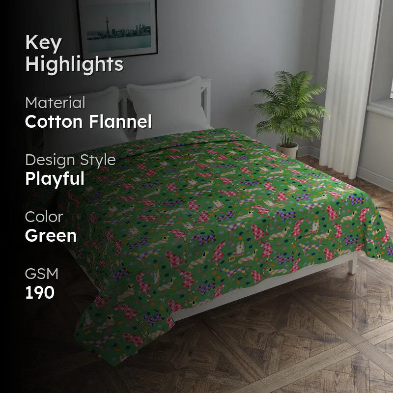 Warm Paws Flannel Duvet Cover (Green) - 190 GSM media 2