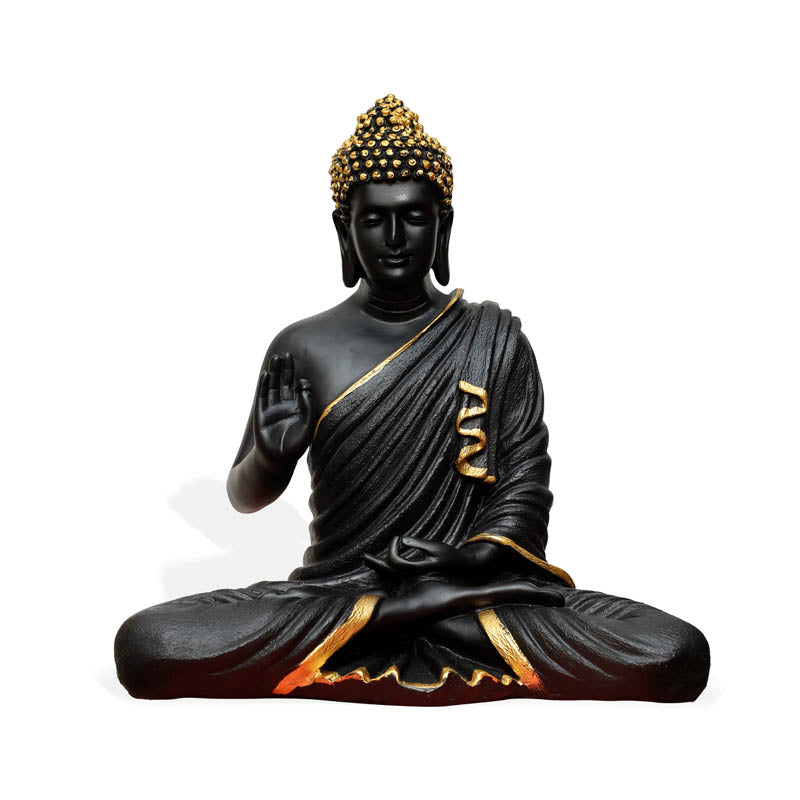 Buddha Charitha Showpiece - Black & Gold media 4