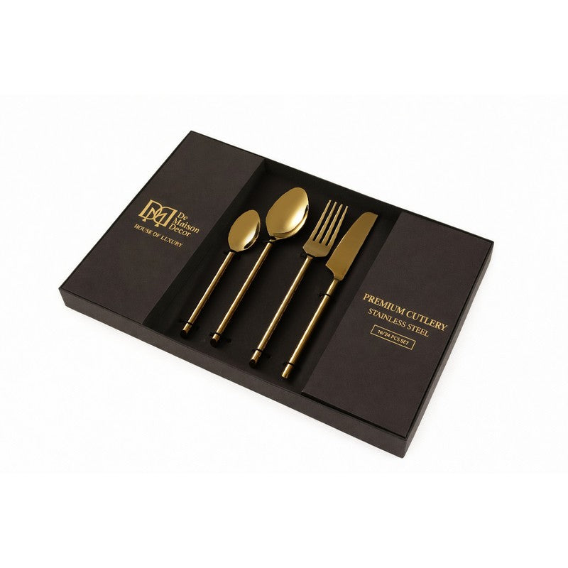 Kresta Stainless Steel Cutlery Set (Gold) - Sixteen Piece Set media 4
