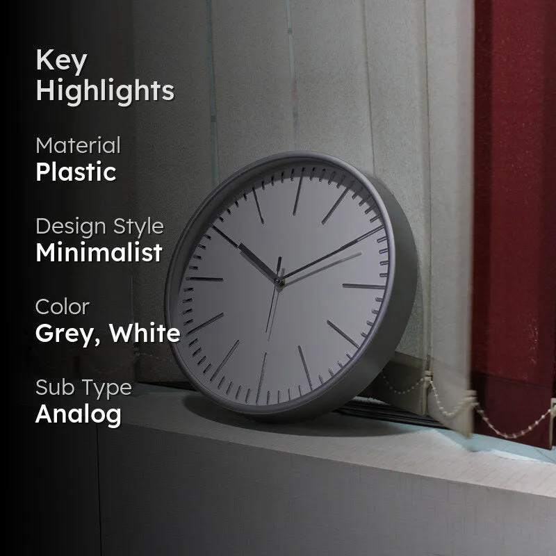 Aestra Analog Wall Clock - Grey, White media 2