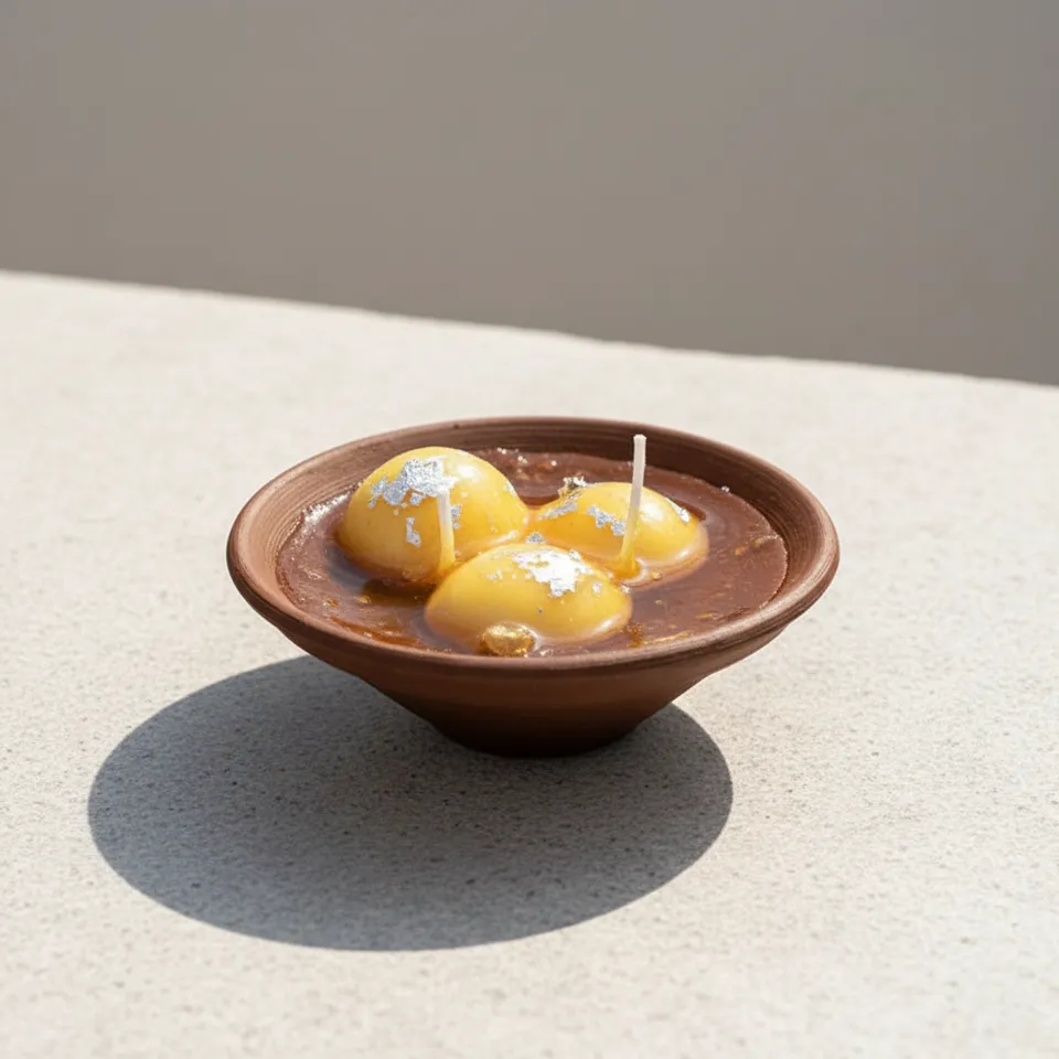 Melt In The Mouth Rasgulla Scented Candle - Vanilla, Cinnamon, Rose media 1