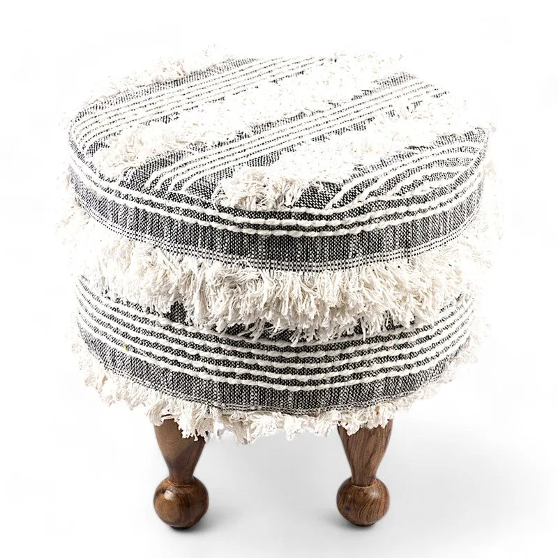 Everix Acacia Wooden Ottomans (Grey) - Set Of Two media 3