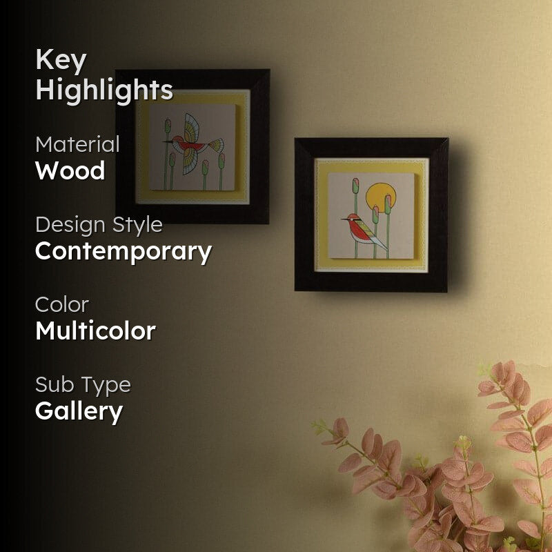 Chidiya Chore Wooden Wall Art - Set Of Two media 2