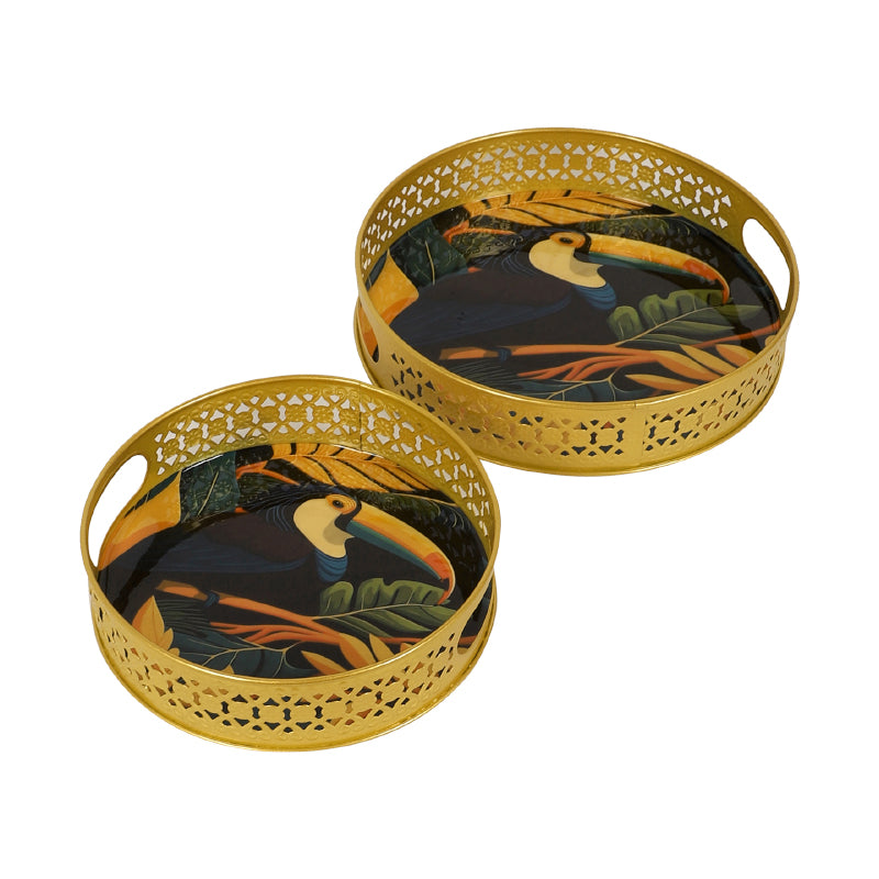 Toucan Round Metal Serving Tray - Set Of Two media 4