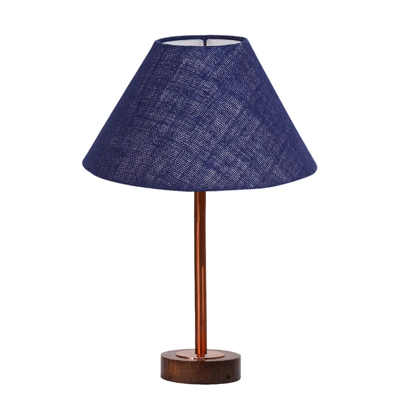 Sienna II Rodin Wooden Table Lamp - Blue,Copper,Brown media 4