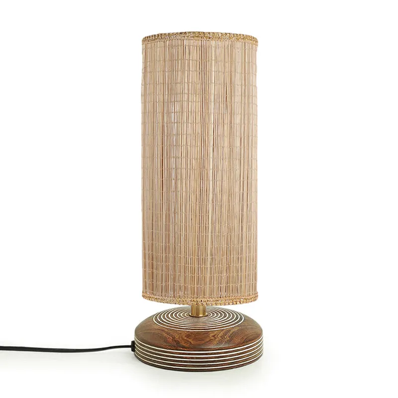 Savera Bamboo Zoom Fabric Table Lamp - Beige,Brown media 6
