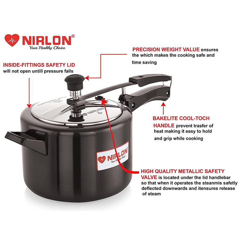 Nirlon Hard Anodized Pressure Cooker - 5000 mL/ 9 Inches media 5
