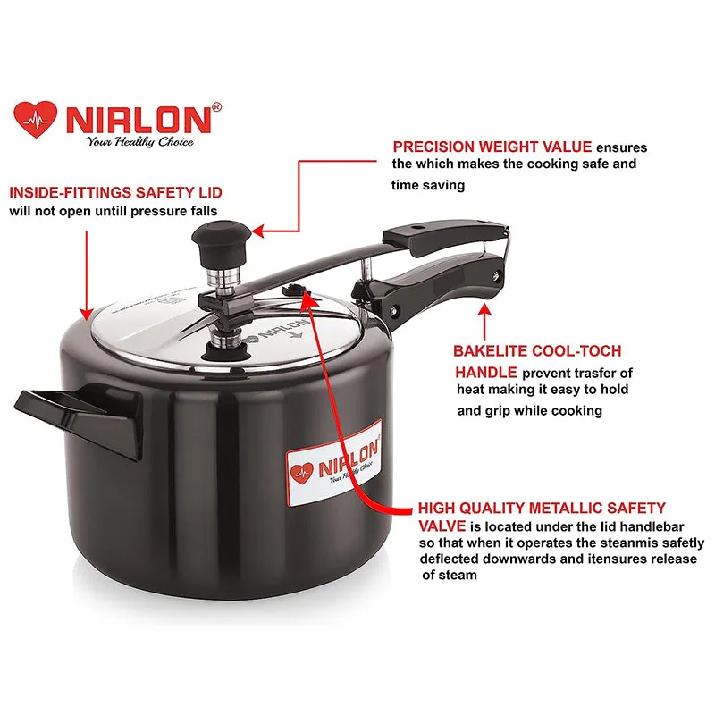Nirlon Hard Anodized Pressure Cooker - 5000 mL/ 9 Inches media 5