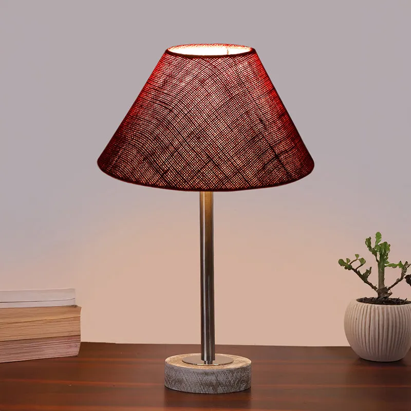 Sienna II Rodin Wooden Table Lamp - Maroon,Silver,White media 2