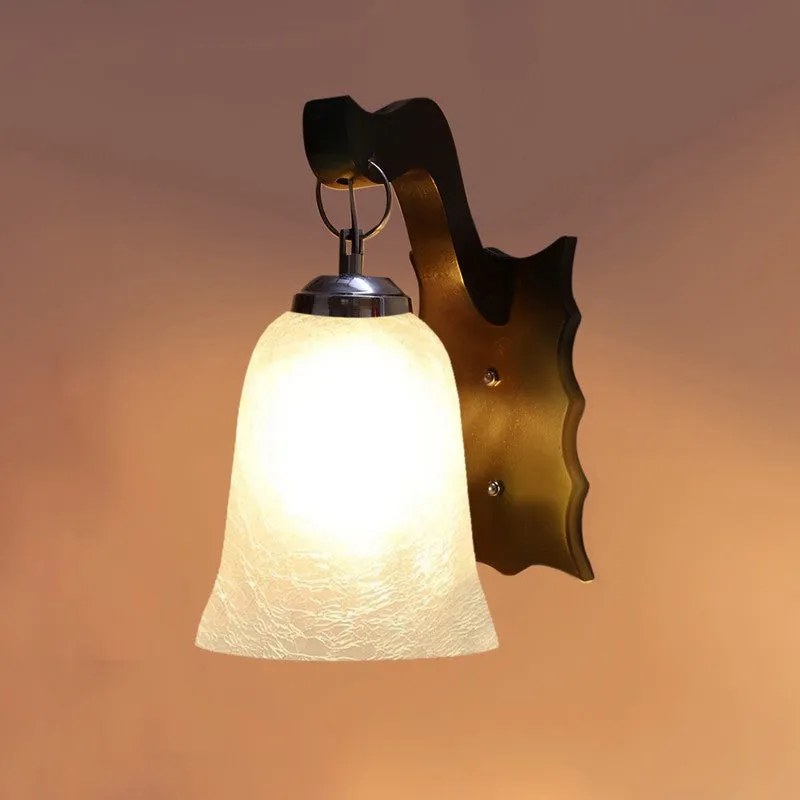 Crystal Bloom Wavy Dark-Wood Glass Wall Lamp media 8