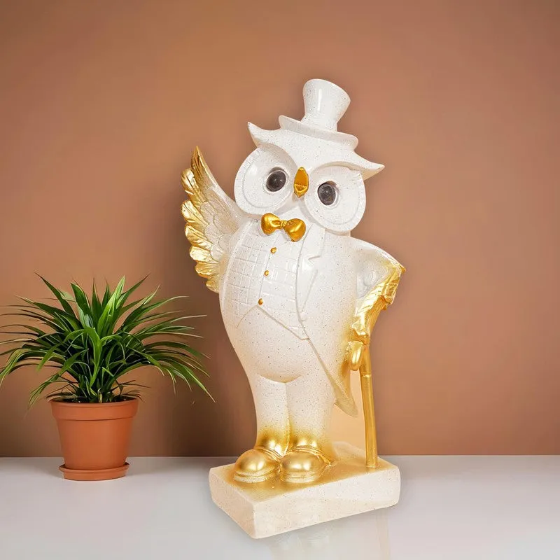 Charming White Owl Resin Showpiece media 4