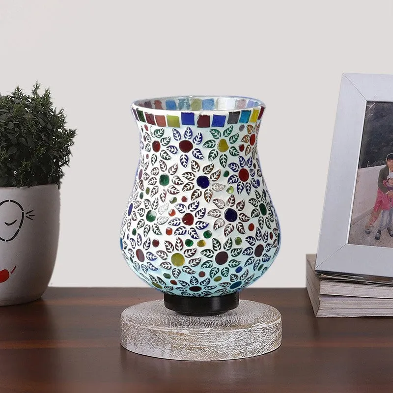 Lumlin Mosaic Glass Table Lamp With Wooden Base - Multicolor media 4