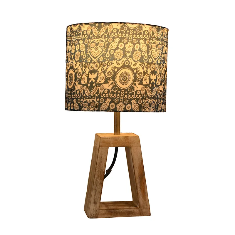 Ethnic Art Fabric Table Lamp - Ivory,,Black,Beige media 3