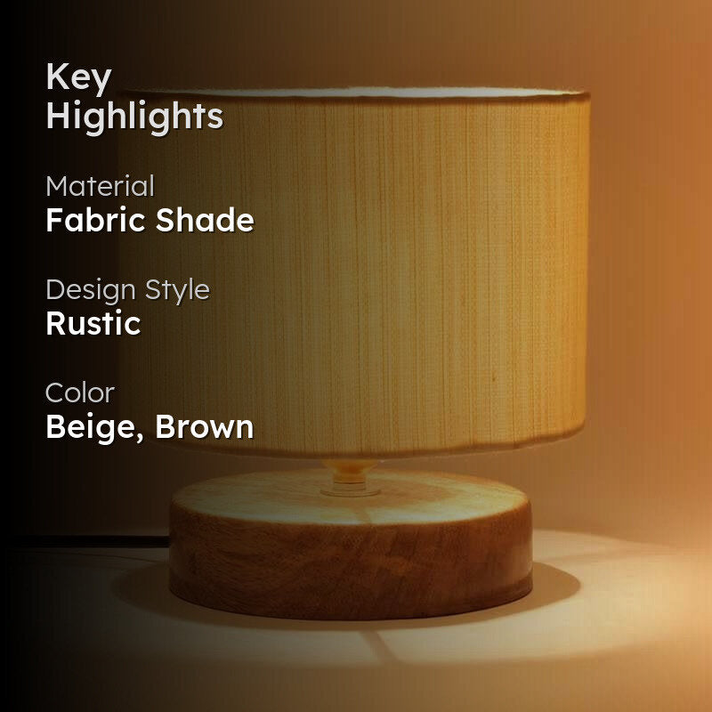 Saffia Fabric Table Lamp - Beige,Brown media 2
