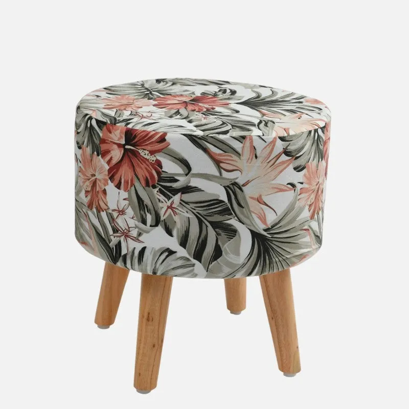 Avira Floral Print Multicolor Engineered Wood Ottomans - Set Of Two media 4