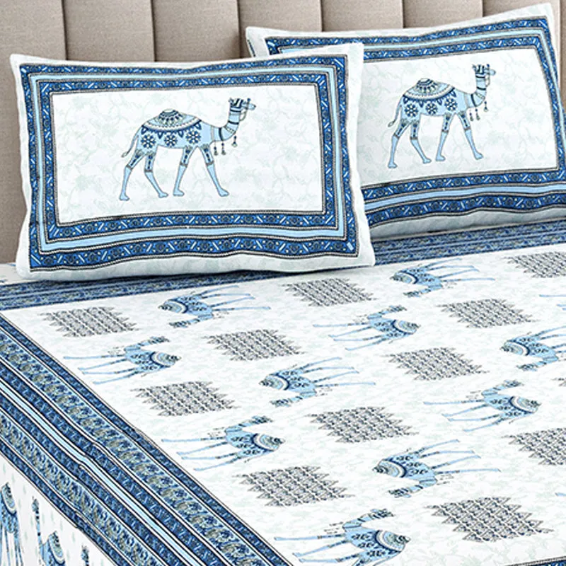 Bringa Cotton Bedsheet (Blue) - 180 TC media 3
