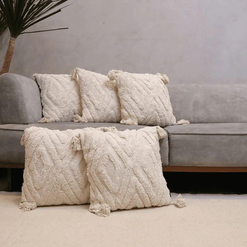 Plush Prisms Tufted Cushion Cover (White) - Set Of Five media 3