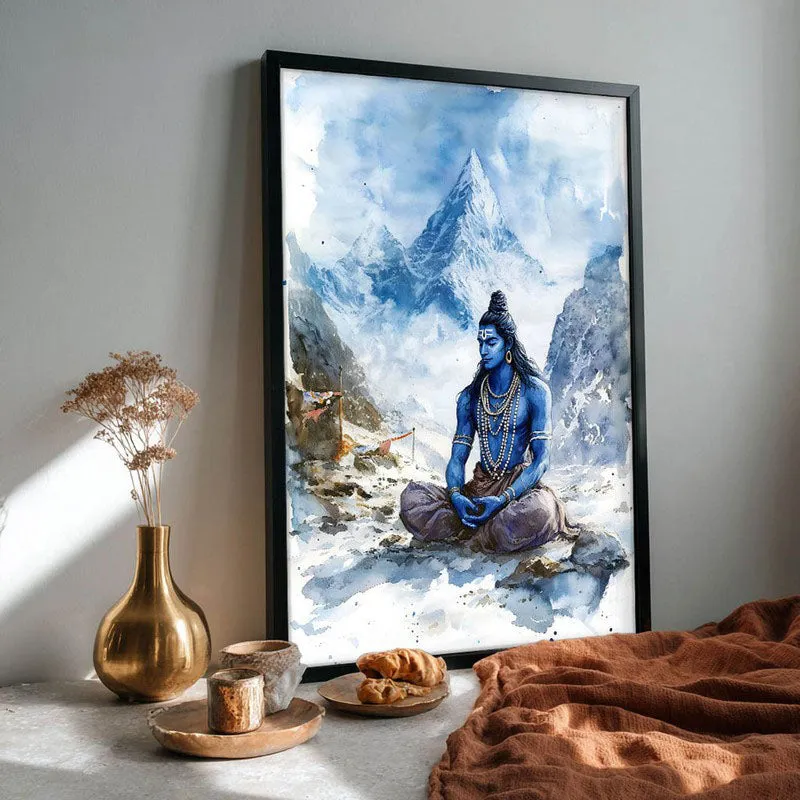 Aadhishankara Spiritual Archival Paper Wall Painting With Frame - Black media 4
