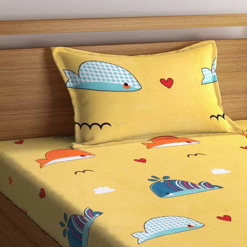 Dance With Whales Printed PolyCotton Bedsheet  - 180 GSM media 5