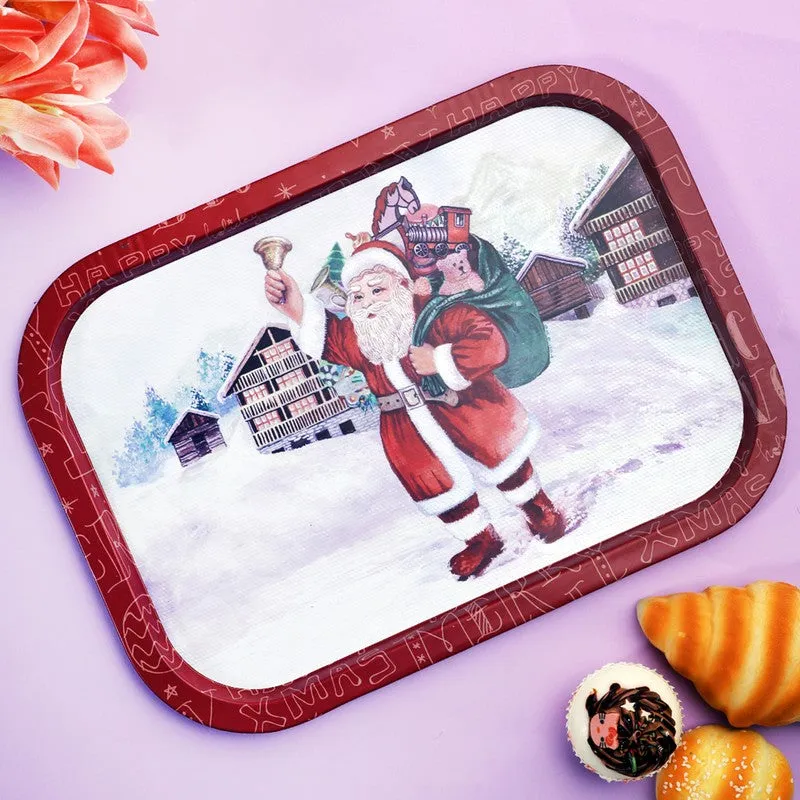 Snowbelle Metal Rectangular White Serving Tray media 1