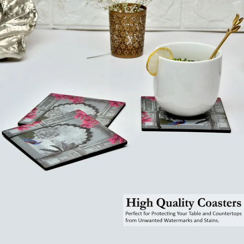 Marble Luxe Wooden Coasters with Holder - Seven Piece Set media 3