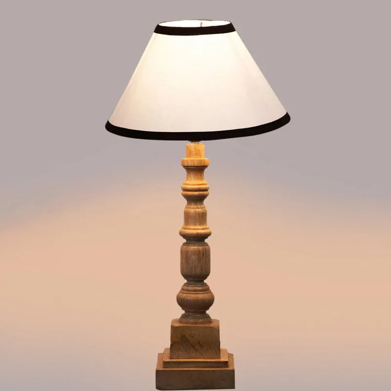 Cotin II Stripe Arbor Wooden Table Lamp - White,Brown media 4