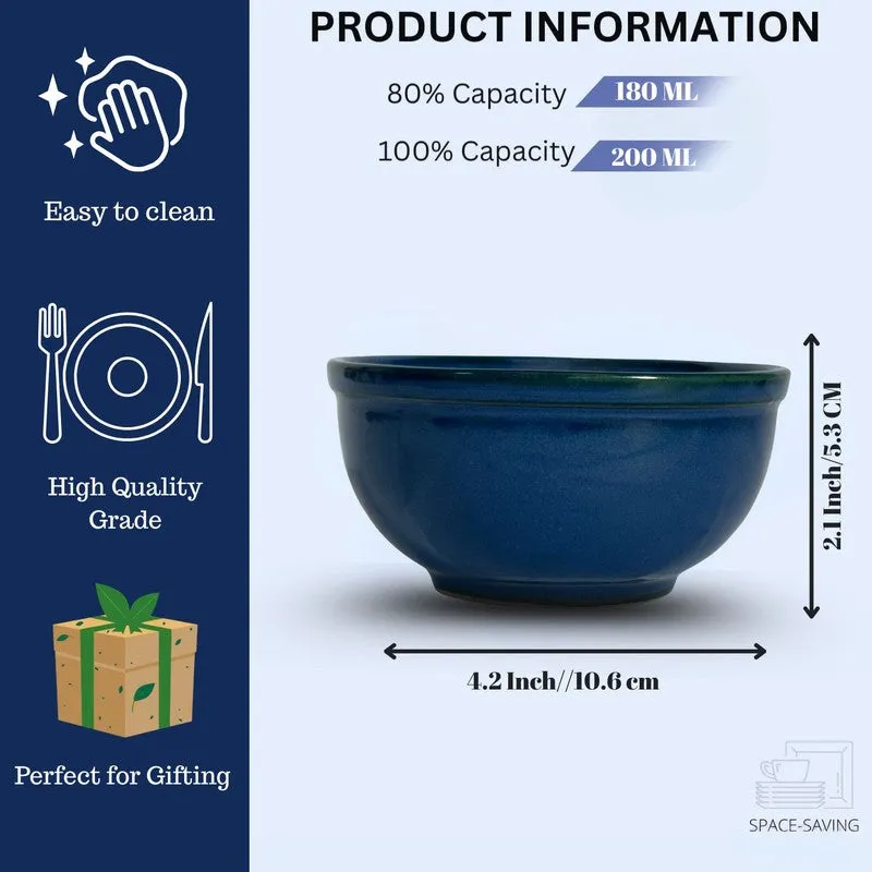 IndiLuxe Ceramic Snack Bowls (Blue, 200 mL Each) - Set Of Two media 6