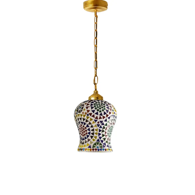 Mosaic Pattern Metal & Glass Ceiling Lamp media 4
