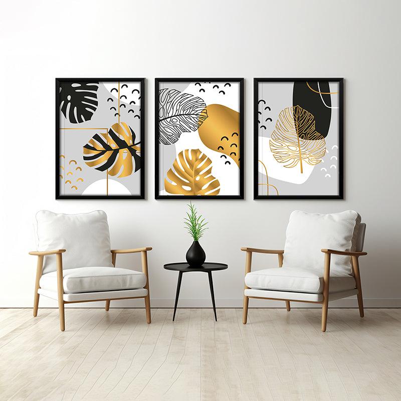 Monstera Aurum Wall Art With Frame - Set Of Three