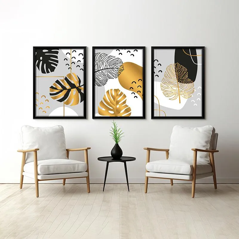 Monstera Aurum Wall Art With Frame - Set Of Three media 1