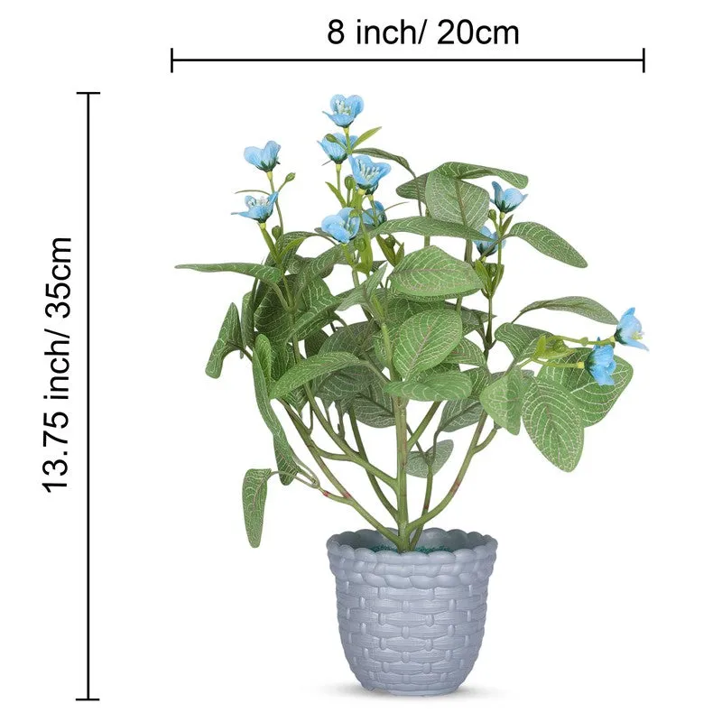 Artificial Blue Blossom Plant with Pot media 5