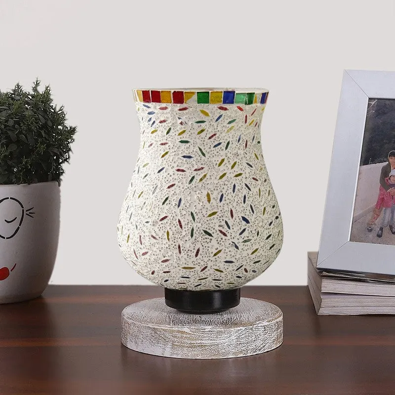 Glowvia Mosaic Glass Table Lamp With Wooden Base - Multicolor media 4