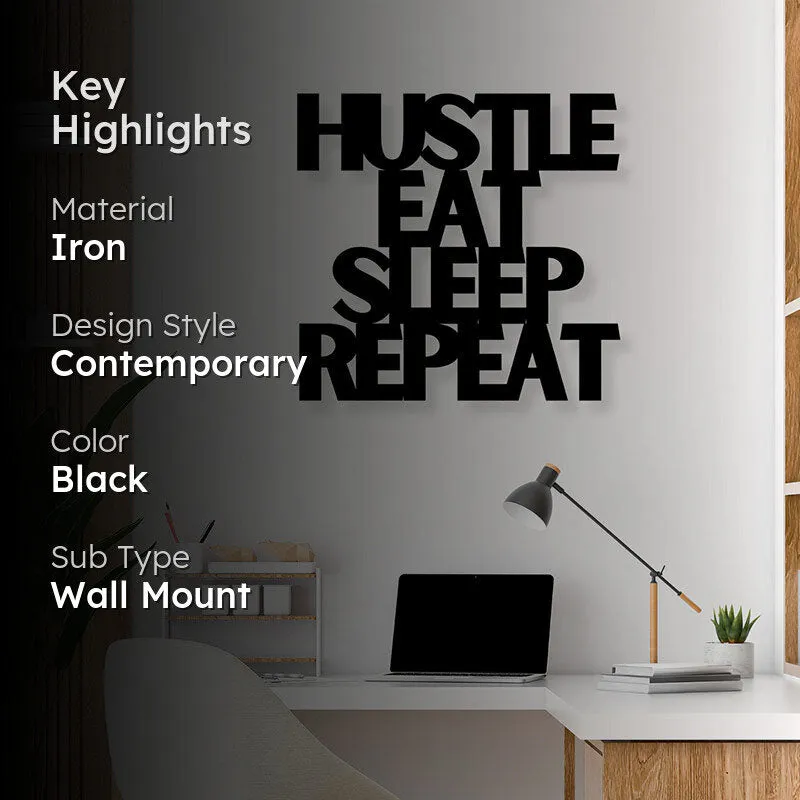 Hustle Eat Sleep Repeat Iron Wall Accent media 2