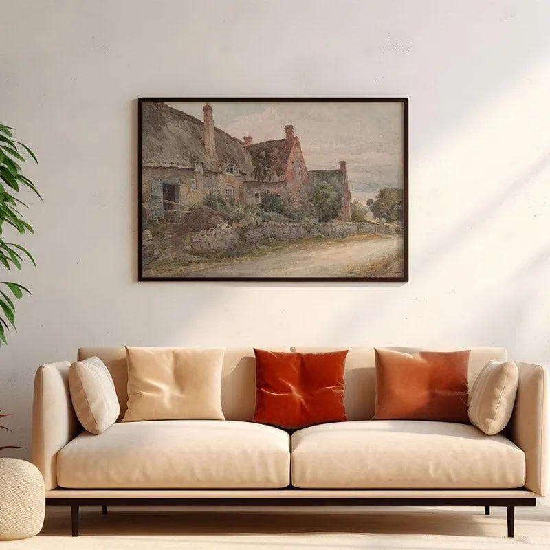 Cottage Cast Canvas Wall Painting - Black Frame media 4