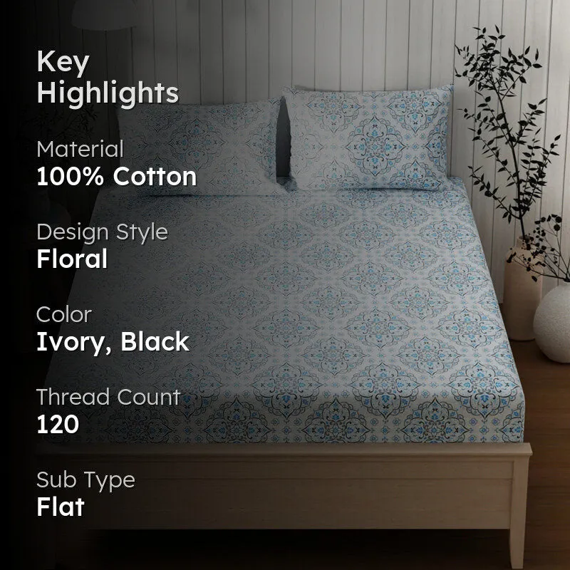 Lopez Cotton Bedsheet (Blue) - 120 TC media 2