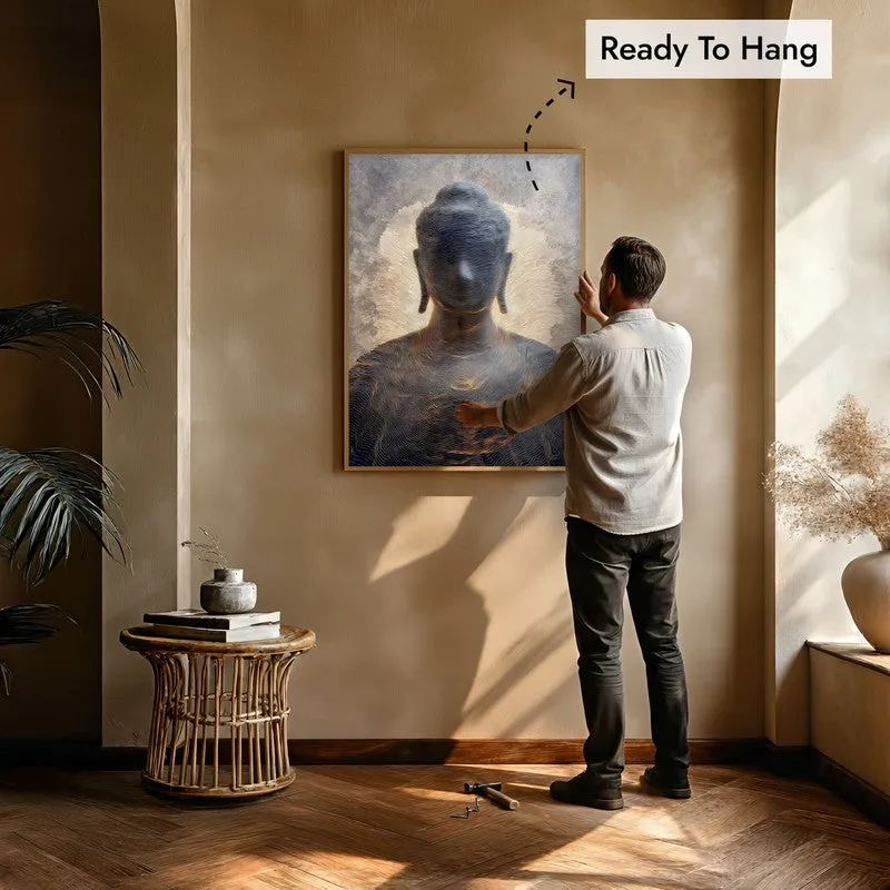 Meditative Buddha Archival Paper Wall Painting With Brown Frame media 6