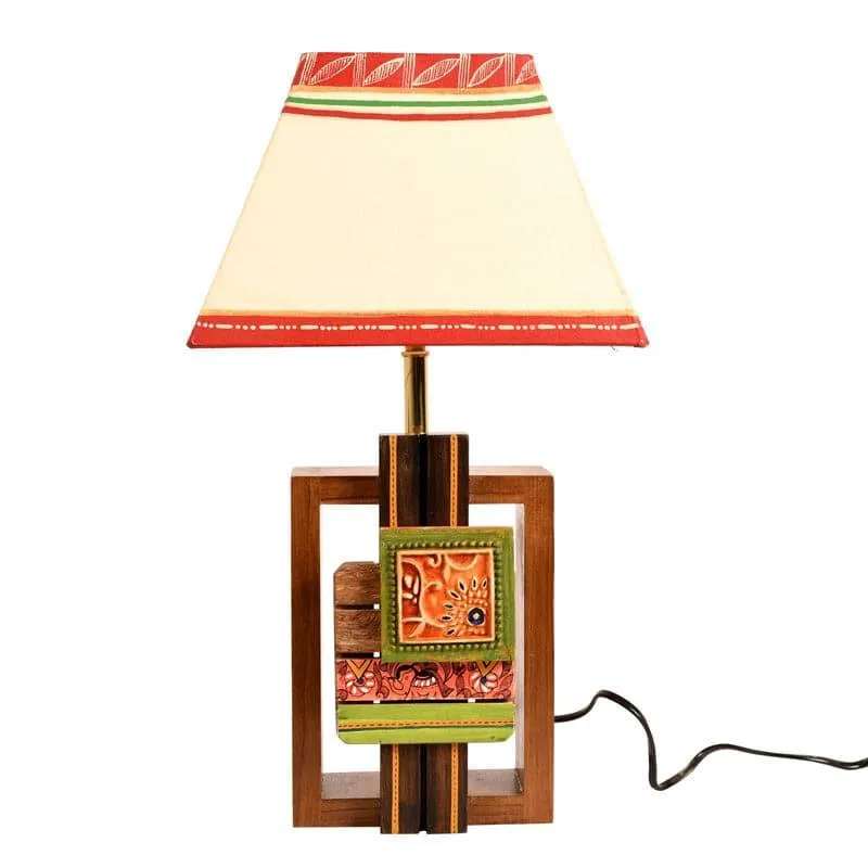 Prena Wooden Fabric Table Lamp - Multicolor media 3